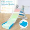 imageINFANS Toddler Slide 3 in 1 Foldable Kids Slide Indoor Slideway with Basketball Hoop Outdoor Climber Freestanding Playset Extra Long Slipping Slope Sturdy Plastic Playground Toy GreyBlue