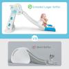 imageINFANS Toddler Slide 3 in 1 Foldable Kids Slide Indoor Slideway with Basketball Hoop Outdoor Climber Freestanding Playset Extra Long Slipping Slope Sturdy Plastic Playground Toy GreyBlue