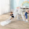 imageINFANS Toddler Slide 3 in 1 Foldable Kids Slide Indoor Slideway with Basketball Hoop Outdoor Climber Freestanding Playset Extra Long Slipping Slope Sturdy Plastic Playground Toy GreyGray