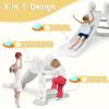 imageINFANS Toddler Slide 3 in 1 Foldable Kids Slide Indoor Slideway with Basketball Hoop Outdoor Climber Freestanding Playset Extra Long Slipping Slope Sturdy Plastic Playground Toy GreyGray