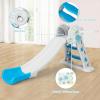 imageINFANS Toddler Slide 3 in 1 Foldable Kids Slide Indoor Slideway with Basketball Hoop Outdoor Climber Freestanding Playset Extra Long Slipping Slope Sturdy Plastic Playground Toy GreyBlue