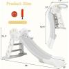 imageINFANS Toddler Slide 3 in 1 Foldable Kids Slide Indoor Slideway with Basketball Hoop Outdoor Climber Freestanding Playset Extra Long Slipping Slope Sturdy Plastic Playground Toy GreyGray