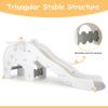 imageINFANS Toddler Slide 3 in 1 Foldable Kids Slide Indoor Slideway with Basketball Hoop Outdoor Climber Freestanding Playset Extra Long Slipping Slope Sturdy Plastic Playground Toy GreyWhite