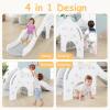 imageINFANS Toddler Slide 3 in 1 Foldable Kids Slide Indoor Slideway with Basketball Hoop Outdoor Climber Freestanding Playset Extra Long Slipping Slope Sturdy Plastic Playground Toy GreyWhite