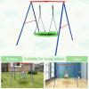 imageNFANS 660lbs 40 Inch Saucer Tree Swing with Pillow Handle Adjustable Hanging Rope Round Flying Swing Seat for Kids Outdoor Round Platform Swing for Backyard PlaygroundGreen