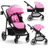 imageINFANS 2 in 1 Baby Stroller High Landscape Infant Stroller ampamp Reversible Bassinet Pram Foldable Pushchair with Adjustable Canopy Storage Basket Cup Holder Suspension Wheels PinkPink