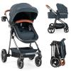 imageINFANS 2 in 1 Baby Stroller Newborn Convertible Stroller Bassinet for Infant Foldable High Landscape Shock Absorption with Reversible Seat Aluminum Structure for Toddler Pushchair 036 MonthBlack