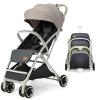 imageINFANS Lightweight Baby Stroller Compact Stroller with OneHand Fold Travel Stroller for Airplane with Cup Holder 5Point Harness Foot Cover Canopy Infant Stroller for 036 Month GreyGrey
