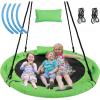 imageNFANS 660lbs 40 Inch Saucer Tree Swing with Pillow Handle Adjustable Hanging Rope Round Flying Swing Seat for Kids Outdoor Round Platform Swing for Backyard PlaygroundGreen