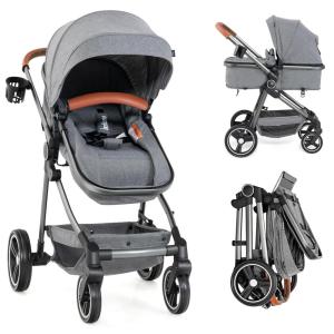 imageINFANS 2 in 1 Baby Stroller Newborn Convertible Stroller Bassinet for Infant Foldable High Landscape Shock Absorption with Reversible Seat Aluminum Structure for Toddler Pushchair 036 MonthGrey
