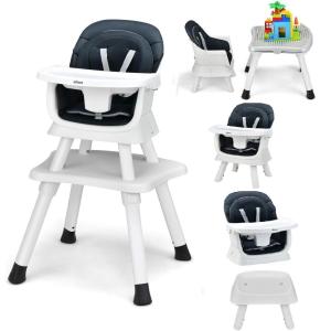 imageINFANS 8 in 1 Baby High Chair Convertible Highchair for Babies and Toddlers Infant Dining Booster Seat Building Block Table Kids Stool Table Chair Set with Removable TrayBlack