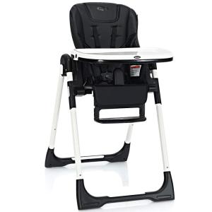 imageINFANS High Chair for Babies ampamp Toddlers Foldable Highchair with Multiple Adjustable Backrest Footrest and Seat Height Removable Tray Detachable PU Leather Cushion Builtin Rear Wheels BlackBlack