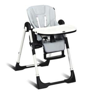 imageINFANS High Chair for Babies ampamp Toddlers Foldable Highchair with Multiple Adjustable Backrest Footrest and Seat Height Removable Tray Detachable PU Leather Cushion Builtin Rear Wheels BlackGrey