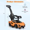 imageINFANS 3 in 1 Ride on Push Car Licensed Lamborghini Baby Stroller Sliding Walking Car with Push Handle Music USB Headlight Under Seat Storage Kids FoottoFloor Toy for 1860 Months WhiteOrange