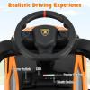 imageINFANS 3 in 1 Ride on Push Car Licensed Lamborghini Baby Stroller Sliding Walking Car with Push Handle Music USB Headlight Under Seat Storage Kids FoottoFloor Toy for 1860 Months WhiteOrange