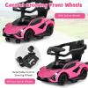 imageINFANS 3 in 1 Ride on Push Car Licensed Lamborghini Baby Stroller Sliding Walking Car with Push Handle Music USB Headlight Under Seat Storage Kids FoottoFloor Toy for 1860 Months WhitePink