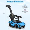 imageINFANS 3 in 1 Ride on Push Car Licensed Lamborghini Baby Stroller Sliding Walking Car with Push Handle Music USB Headlight Under Seat Storage Kids FoottoFloor Toy for 1860 Months WhiteBlue