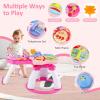 imageINFANS 3 in 1 Walk Around Baby Activity Center Baby Walker with Play Table Wheels Detachable Seat Cushion 3 Adjustable Heights Learning Toys for Boys Girls Aged 636 Months GreenPink