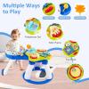imageINFANS 3 in 1 Walk Around Baby Activity Center Baby Walker with Play Table Wheels Detachable Seat Cushion 3 Adjustable Heights Learning Toys for Boys Girls Aged 636 Months GreenBlue