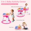 imageINFANS 3 in 1 Walk Around Baby Activity Center Baby Walker with Play Table Wheels Detachable Seat Cushion 3 Adjustable Heights Learning Toys for Boys Girls Aged 636 Months GreenPink