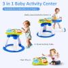 imageINFANS 3 in 1 Walk Around Baby Activity Center Baby Walker with Play Table Wheels Detachable Seat Cushion 3 Adjustable Heights Learning Toys for Boys Girls Aged 636 Months GreenBlue