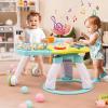 imageINFANS 3 in 1 Walk Around Baby Activity Center Baby Walker with Play Table Wheels Detachable Seat Cushion 3 Adjustable Heights Learning Toys for Boys Girls Aged 636 Months GreenGreen