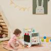 imageINFANS 6 in 1 Wooden Baby Walker Play Kitchen Playset Toddler Push Learning Activity Walker with Wheels Shape Sorter Movable Slider Montessori Educational Toy for Girls Boys 13 Years