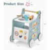 imageINFANS 6 in 1 Wooden Baby Walker Play Kitchen Playset Toddler Push Learning Activity Walker with Wheels Shape Sorter Movable Slider Montessori Educational Toy for Girls Boys 13 Years