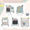 imageINFANS 6 in 1 Wooden Baby Walker Play Kitchen Playset Toddler Push Learning Activity Walker with Wheels Shape Sorter Movable Slider Montessori Educational Toy for Girls Boys 13 Years
