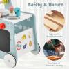 imageINFANS 6 in 1 Wooden Baby Walker Play Kitchen Playset Toddler Push Learning Activity Walker with Wheels Shape Sorter Movable Slider Montessori Educational Toy for Girls Boys 13 Years