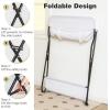 imageINFANS Baby Changing Table Folding Diaper Station Portable Nursery Organizer with Safety Belt and Large Storage Racks for Newborn Baby and Infant BlackWhite