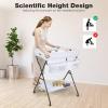 imageINFANS Baby Changing Table Folding Diaper Station Portable Nursery Organizer with Safety Belt and Large Storage Racks for Newborn Baby and Infant BlackWhite