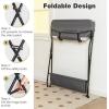 imageINFANS Baby Changing Table Folding Diaper Station Portable Nursery Organizer with Safety Belt and Large Storage Racks for Newborn Baby and Infant BlackGrey