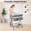 imageINFANS Baby Changing Table Folding Diaper Station Portable Nursery Organizer with Safety Belt and Large Storage Racks for Newborn Baby and Infant BlackGrey