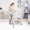 imageINFANS Baby Changing Table Folding Diaper Station Portable Nursery Organizer with Safety Belt and Large Storage Racks for Newborn Baby and Infant BlackWhite