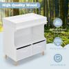 imageINFANS Baby Changing Table Wood Diaper Dresser Station with Waterproof Pad 2 Storage Baskets Drawers Safety Belt Nursery Organizer Stand for Newborn with Legs