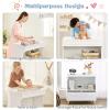 imageINFANS Baby Changing Table Wood Diaper Dresser Station with Waterproof Pad 2 Storage Baskets Drawers Safety Belt Nursery Organizer Stand for Newborn with Legs