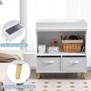 imageINFANS Baby Changing Table Wood Diaper Dresser Station with Waterproof Pad 2 Storage Baskets Drawers Safety Belt Nursery Organizer Stand for Newborn with Legs