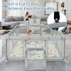 imageINFANS Baby Playpen 74 x 62 Extra Large Baby Play Yard with Crawling Mat 50 Ocean Balls 4 Pill Up Rings Basketball Hoop and 2 Football Gates for Toddlers Indoor Activity Center Light GrayLight Gray