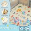 imageINFANS Baby Playpen 74 x 62 Extra Large Baby Play Yard with Crawling Mat 50 Ocean Balls 4 Pill Up Rings Basketball Hoop and 2 Football Gates for Toddlers Indoor Activity Center Light GrayLight Gray