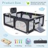 imageINFANS Baby Playpen 74 x 62 Extra Large Baby Play Yard with Crawling Mat 50 Ocean Balls 4 Pill Up Rings Basketball Hoop and 2 Football Gates for Toddlers Indoor Activity Center Light GrayDark Gray