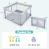 imageINFANS Baby Playpen Foldable 50x50 Large Baby Playard for Toddlers with Gate Soft Visible Mesh Indoor Outdoor Kids Activity Center Baby Fence with 4 Handlers 50 Ocean Balls GrayGray