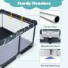 imageINFANS Baby Playpen Foldable 50x50 Large Baby Playard for Toddlers with Gate Soft Visible Mesh Indoor Outdoor Kids Activity Center Baby Fence with 4 Handlers 50 Ocean Balls GrayBlack