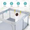 imageINFANS Baby Playpen Foldable 50x50 Large Baby Playard for Toddlers with Gate Soft Visible Mesh Indoor Outdoor Kids Activity Center Baby Fence with 4 Handlers 50 Ocean Balls GrayGray