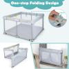 imageINFANS Baby Playpen Foldable 50x50 Large Baby Playard for Toddlers with Gate Soft Visible Mesh Indoor Outdoor Kids Activity Center Baby Fence with 4 Handlers 50 Ocean Balls GrayGray