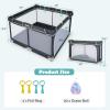 imageINFANS Baby Playpen Foldable 50x50 Large Baby Playard for Toddlers with Gate Soft Visible Mesh Indoor Outdoor Kids Activity Center Baby Fence with 4 Handlers 50 Ocean Balls GrayBlack