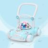 imageINFANS Baby Walker 3 in 1 Toddler Walker Bouncer LearningSeated WalkBehind Music Adjustable Height High Back Padded Seat Detachable Trampoline Mat Activity Walker with ToysBlueBlue