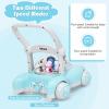 imageINFANS Baby Walker 3 in 1 Toddler Walker Bouncer LearningSeated WalkBehind Music Adjustable Height High Back Padded Seat Detachable Trampoline Mat Activity Walker with ToysBlueBlue