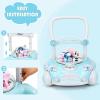 imageINFANS Baby Walker 3 in 1 Toddler Walker Bouncer LearningSeated WalkBehind Music Adjustable Height High Back Padded Seat Detachable Trampoline Mat Activity Walker with ToysBlueBlue
