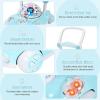 imageINFANS Baby Walker 3 in 1 Toddler Walker Bouncer LearningSeated WalkBehind Music Adjustable Height High Back Padded Seat Detachable Trampoline Mat Activity Walker with ToysBlueBlue